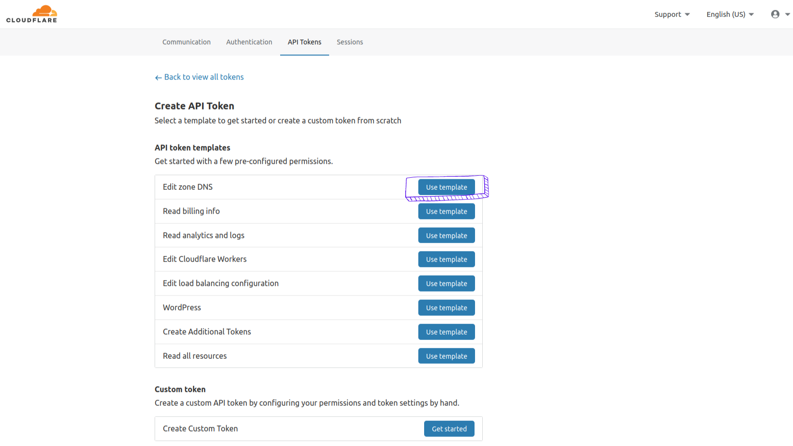 screenshot Cloudflare edit Zone DNS 