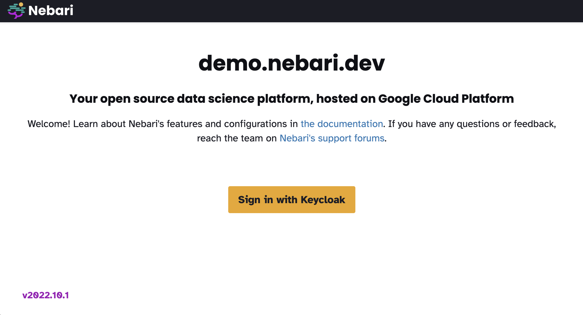 Nebari - Log in to Keycloak page 